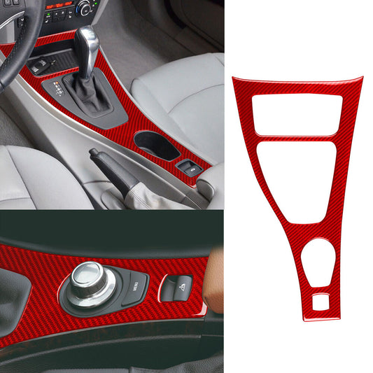 for BMW E93 M3 2007-13 Red Carbon Fiber Central Control Gear Shift Panel Cover C