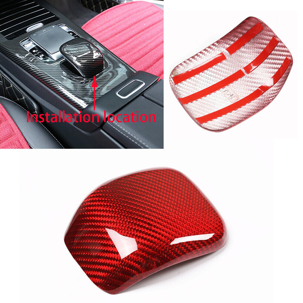 Real Red Carbon Fiber Gear Shift Knob Cover for Benz A CLA Class W177 2019-2022