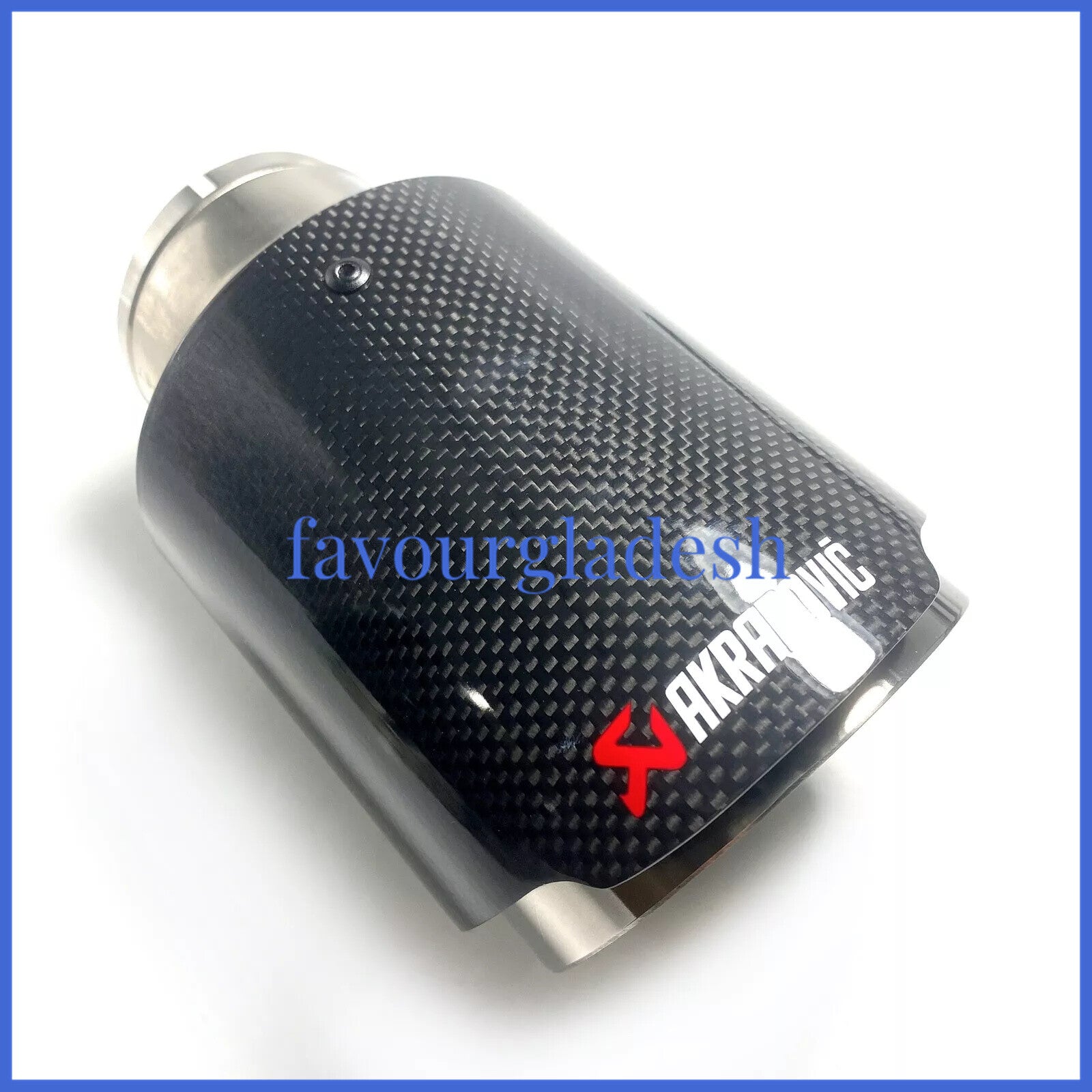 1 X IN 2.0 51MM OUT: 4.5 114MM Akrapovic Glossy Carbon Fiber Pipe Exhaust Tip