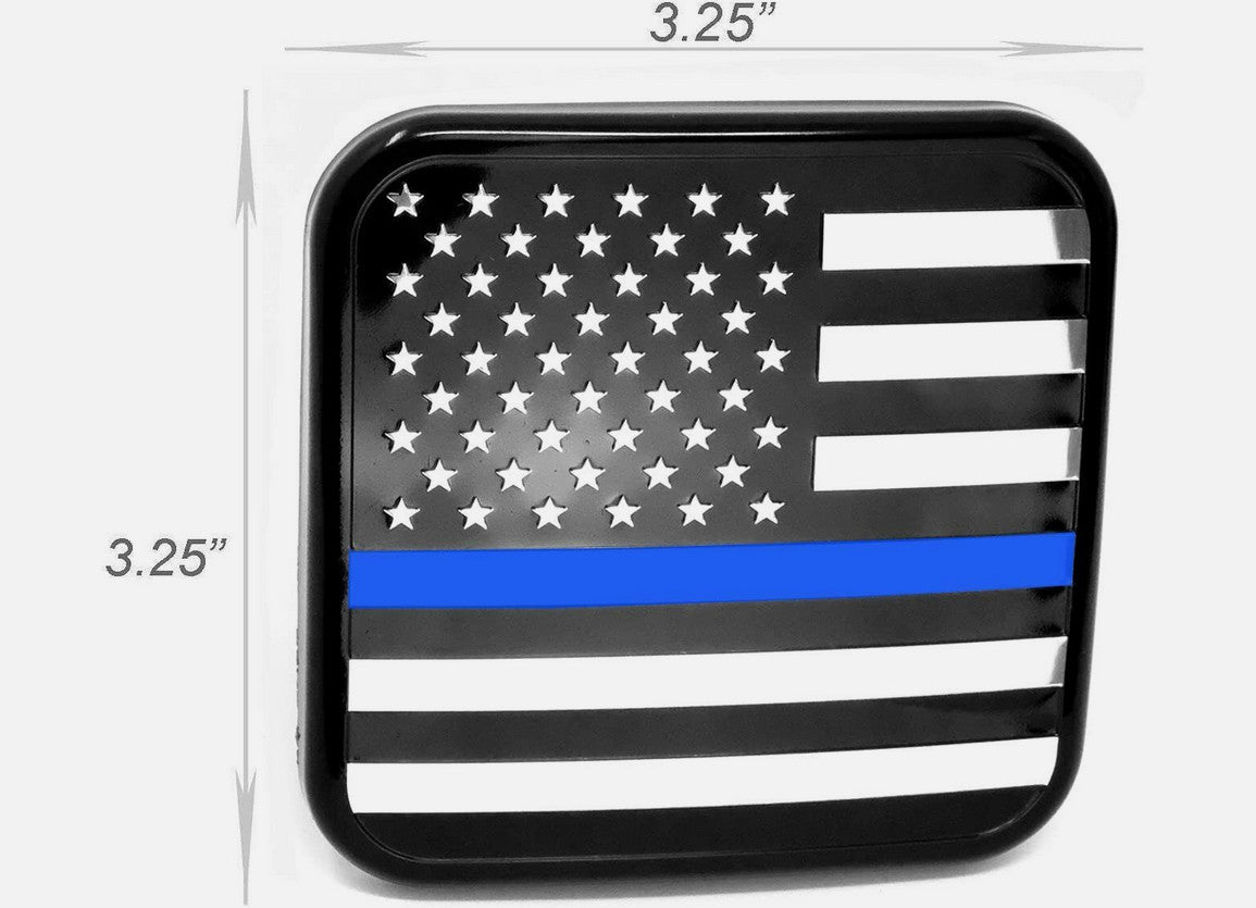 Car mount plug cap tow receiver 2-inch American flag black chrome blue for Cadillac