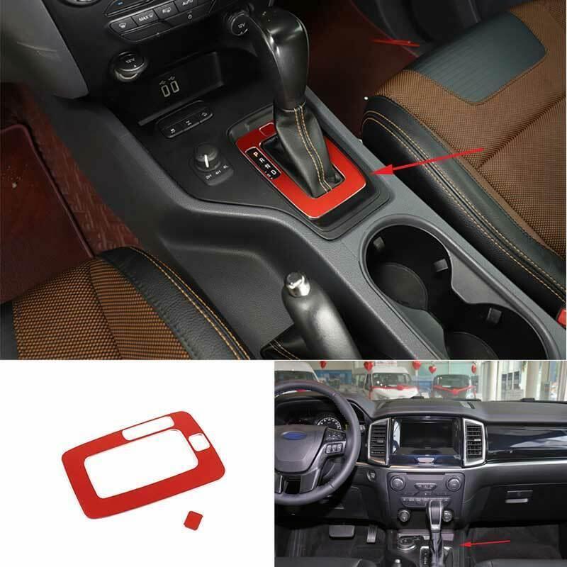Red Aluminum Central Console Gear Shift Panel Trim for Ford Ranger 2015-2022