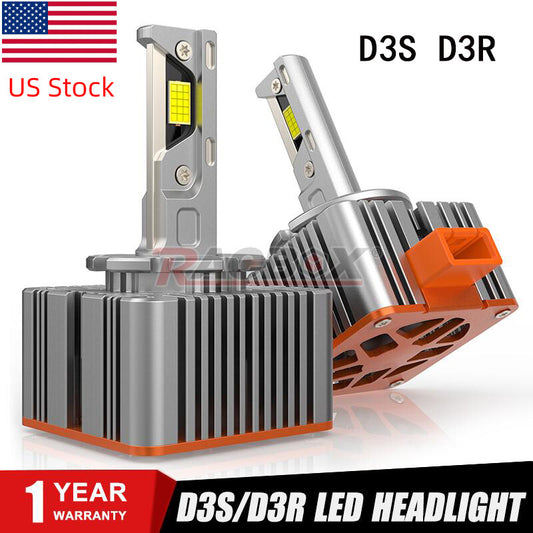 2X LED Headlight Bulbs 200W Replace D3S D3R High Low Super White Conversion Kit
