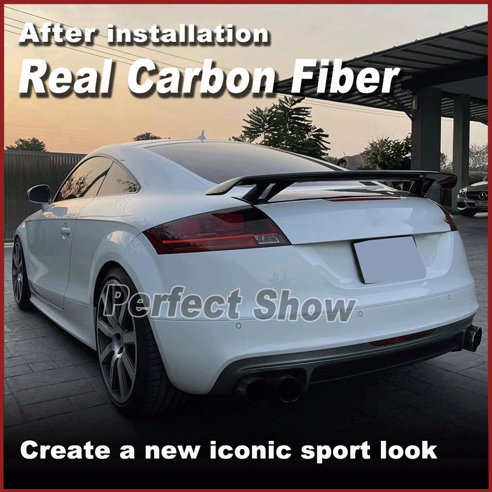 for Audi Mk2 TT 8J TTS 2008-2014 REAL CARBON Rear Trunk Spoiler Double-Deck Wing