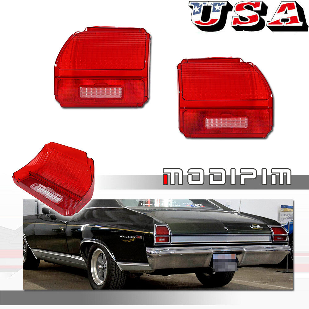 2-Piece Rear Taillight Housing Kit in Red for Chevrolet Chevelle Malibu 1969