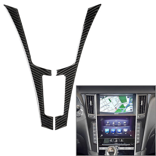 2 Pcs Carbon Fiber Console Panel Cover Trim for Infiniti Q50 Q60 2013-2019 2018