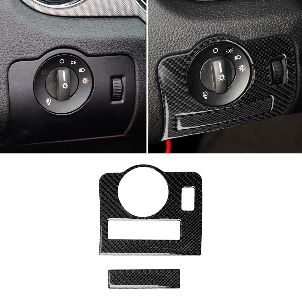 Carbon Fiber Interior Headlight Switch Panel Trim Fit for Ford for Mustang 2009-2013