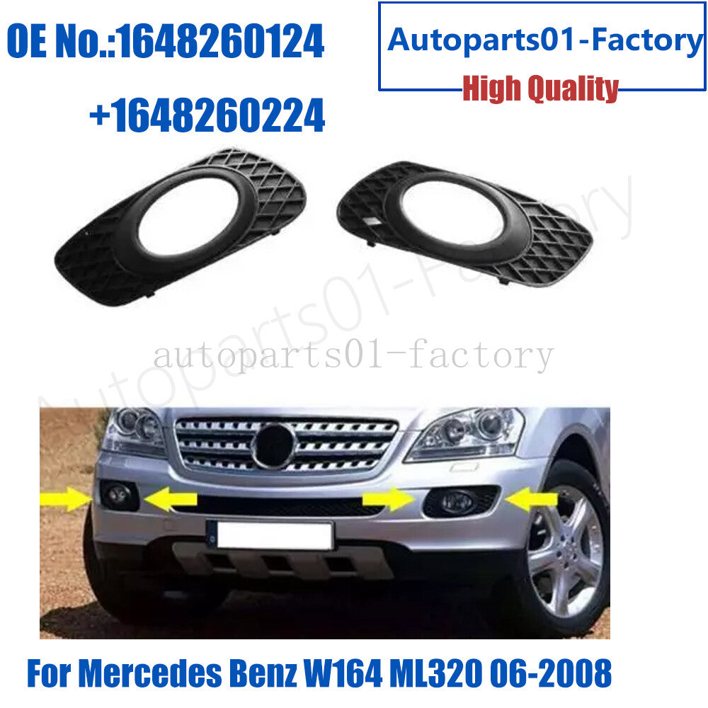 Front Left+Right Bumper Fog Light Cover Cap for Mercedes-Benz W164 ML320 06-2008