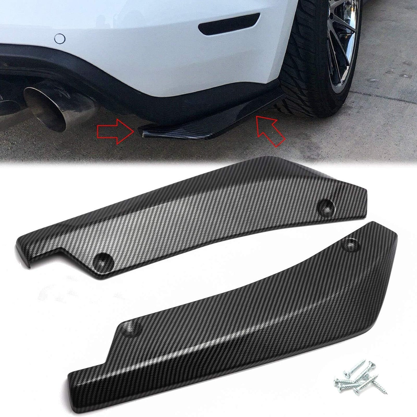 2x for Acura MDX for RDX SUV Carbon Fiber Car Rear Bumper Splitter Diffuser Canards