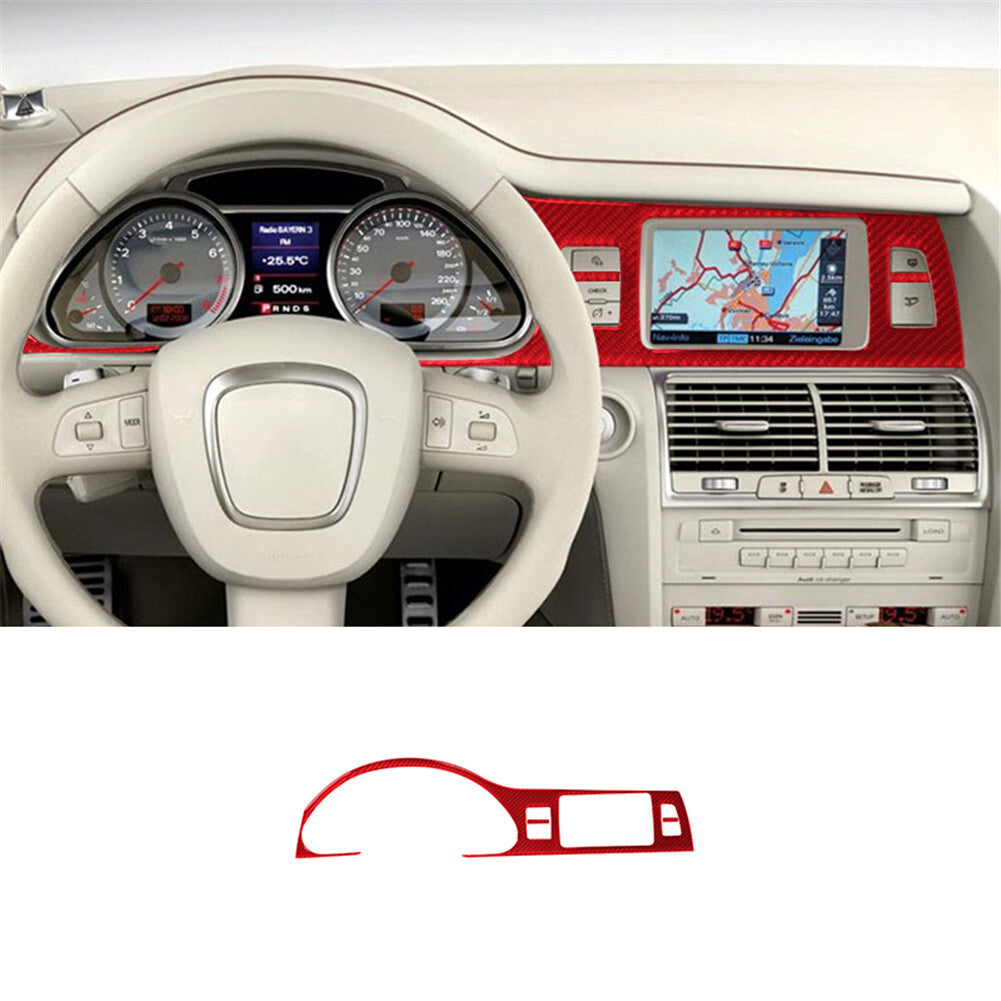 3X Red Carbon Fiber Interior Dashboard Surround Cover Trim for Audi Q7 2007-2015