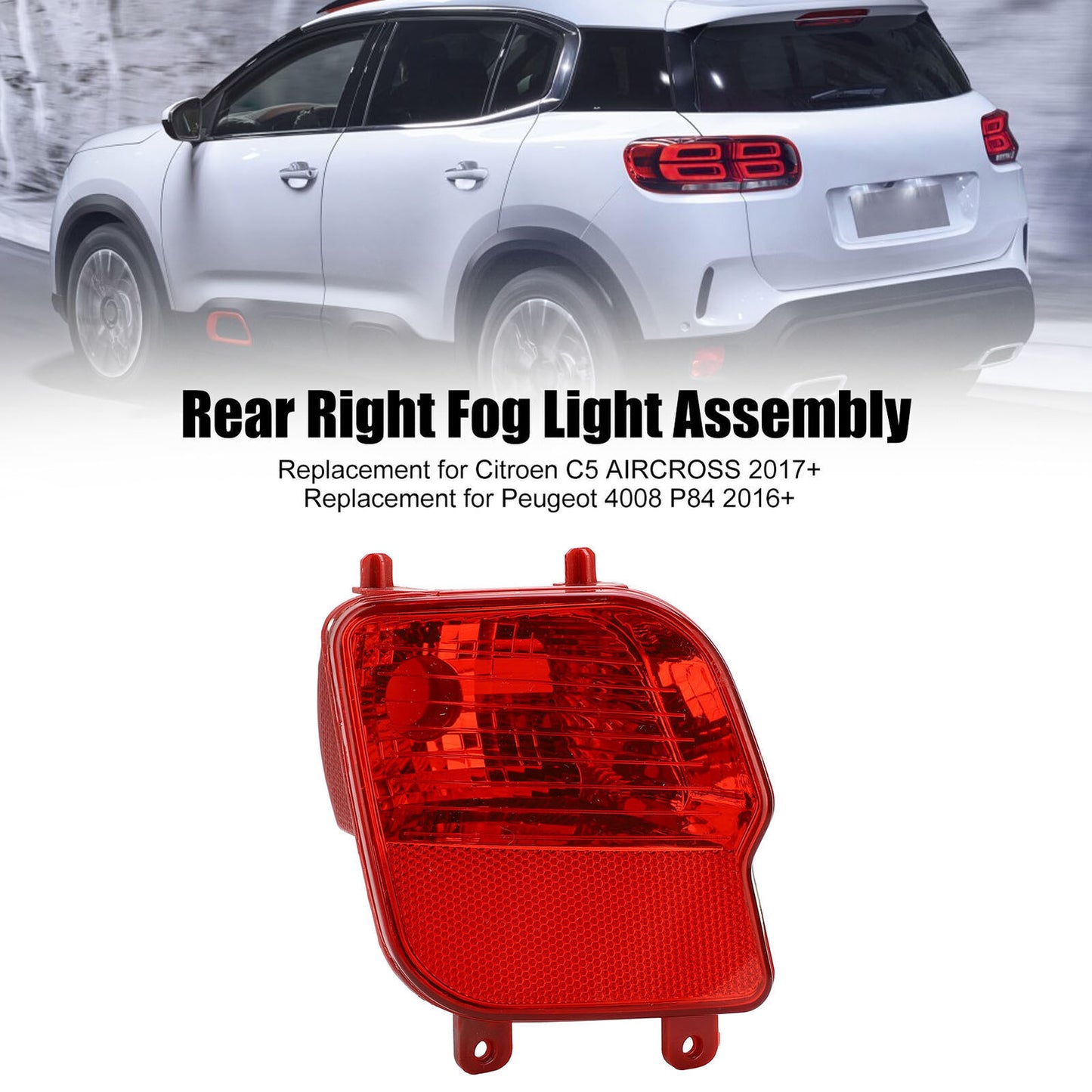 Pair Rear Foglight Assembly Car Driving Fog Lamp for Citroen C5 2017-2024
