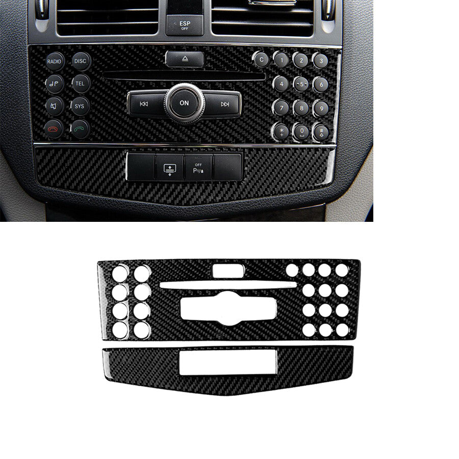 Carbon fiber consoles CD bezel for Mercedes-Benz C-Class W204 2007-2010