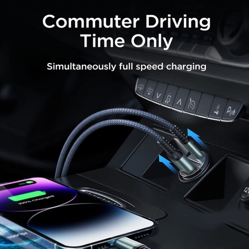 Black Dual USB Type-C PD Car Phone Charger Adapter 30W Fast Charging Accessories