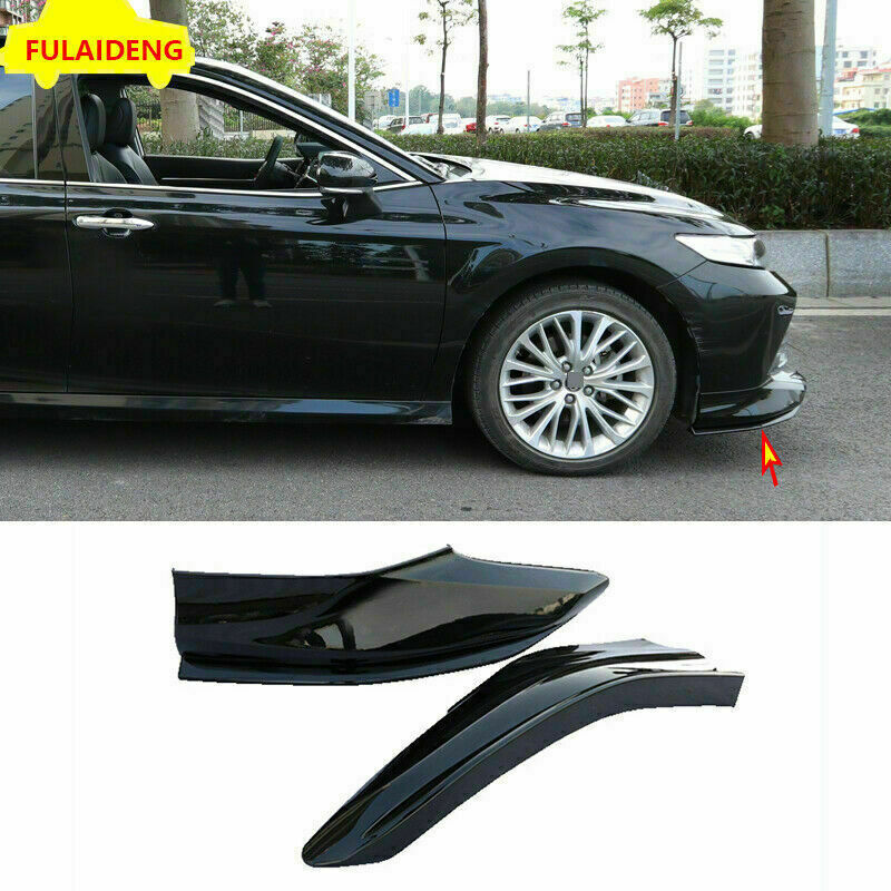 for Toyota for Camry 2018-2020 Glossy Black Front Bumper Guard Lip Corner Cover Trim