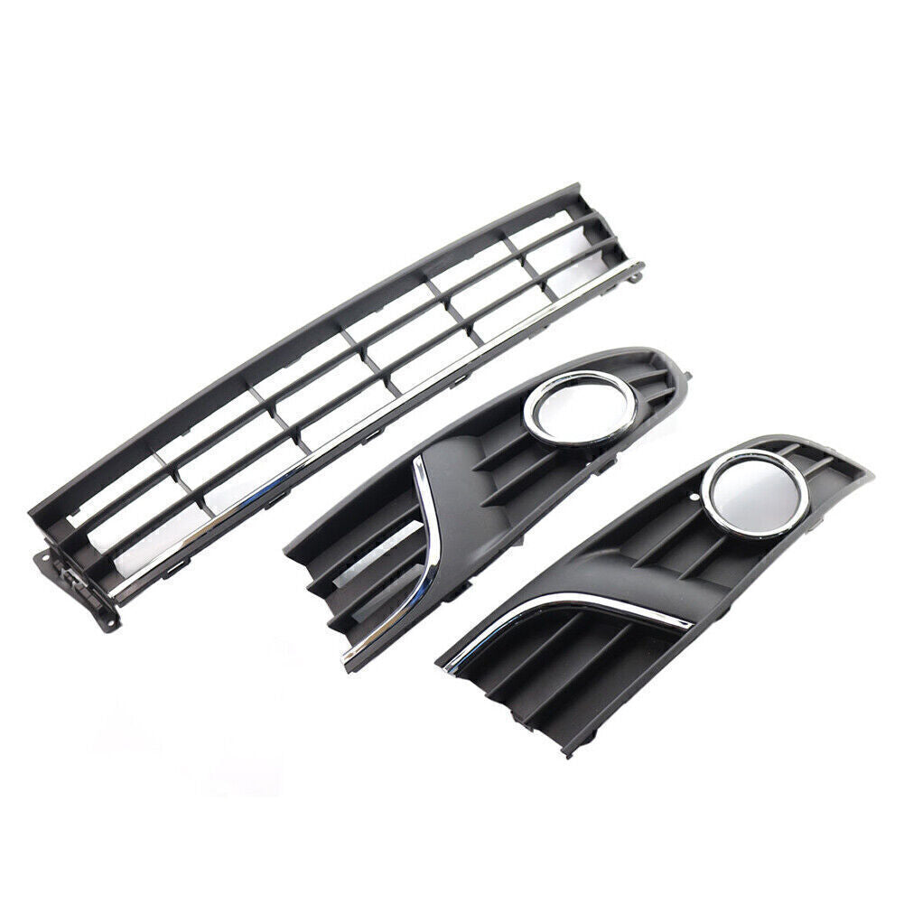 3pcs/Set Front Bumper Grill Grille Fog Light Cover for VW Polo 2011-2013