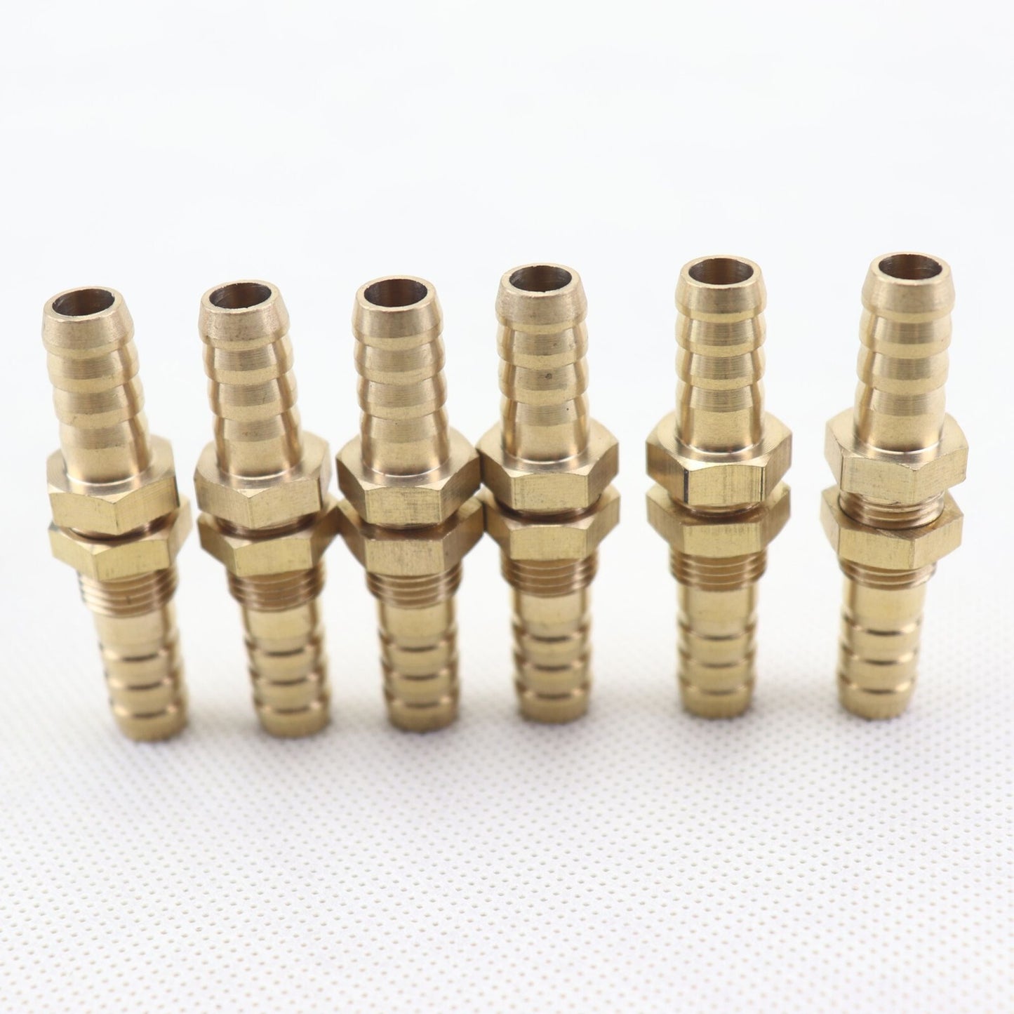6Pcs 5/16(8mm ) Hose Barb Brass Bulkhead Pipe Fitting Coupler Connector Adapter