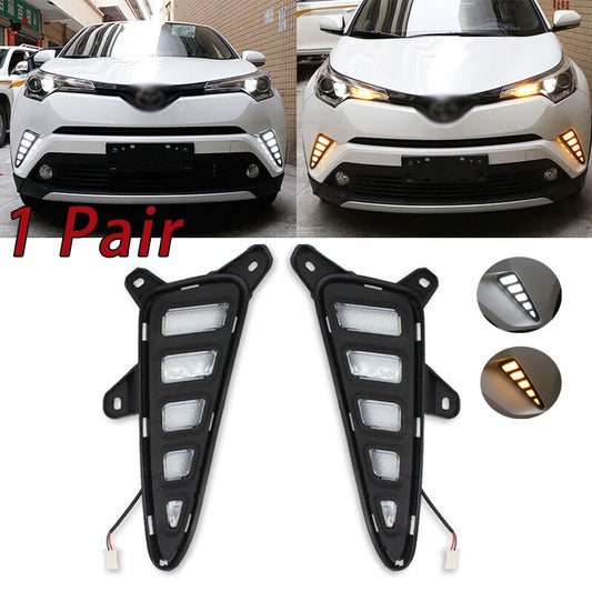 for Toyota C-HR CHR 2016-2019 DRL LED Daytime Running Light Turn Signal Fog Lamp