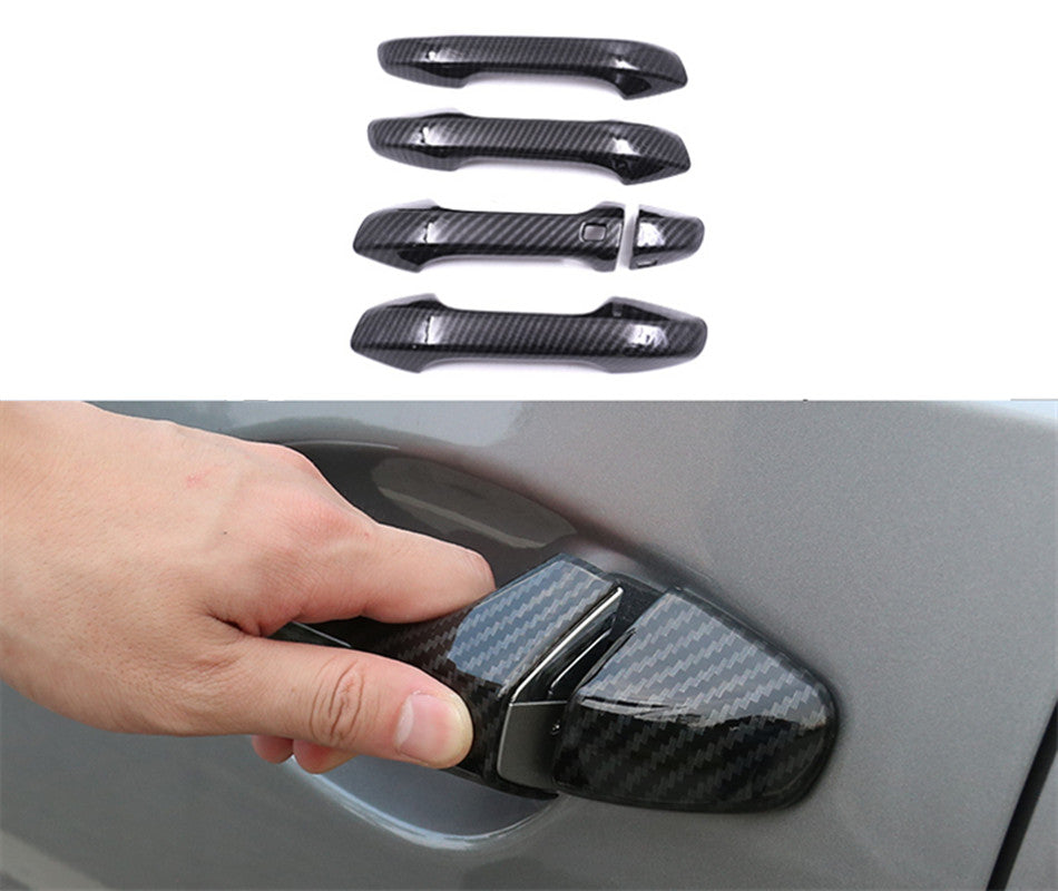 Carbon fiber Car Door Handle Cover molding Trim Fit for KIA Seltos SUV 2020 2021
