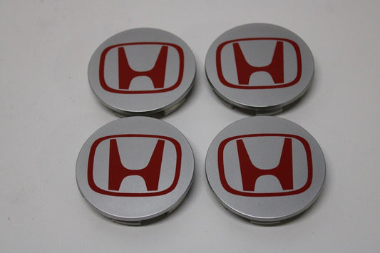 (4) for Honda silver/red rim center caps conform to for CIVIC CRV 69 mm/2.75