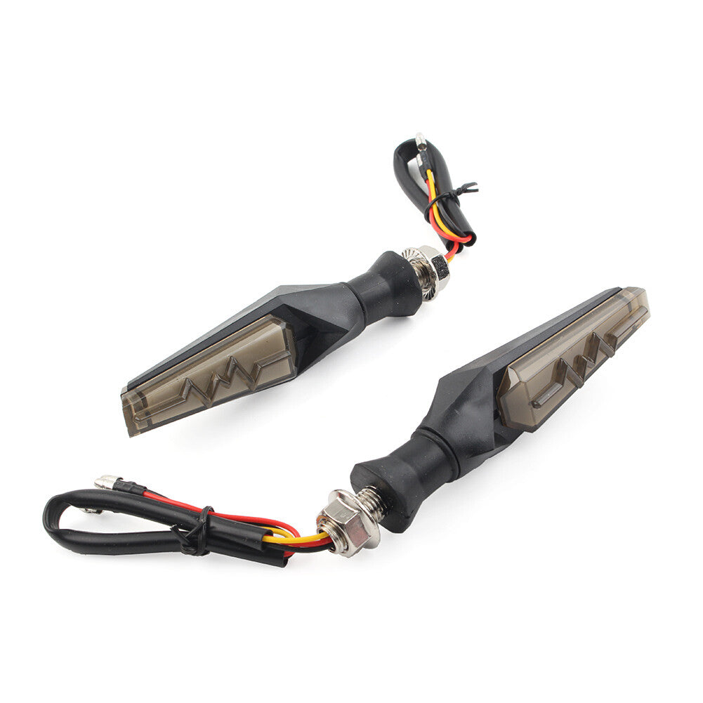 LED Flowing Turn Signal Amber Light Lamp Double-sided Blinker Smoke Motorcycle