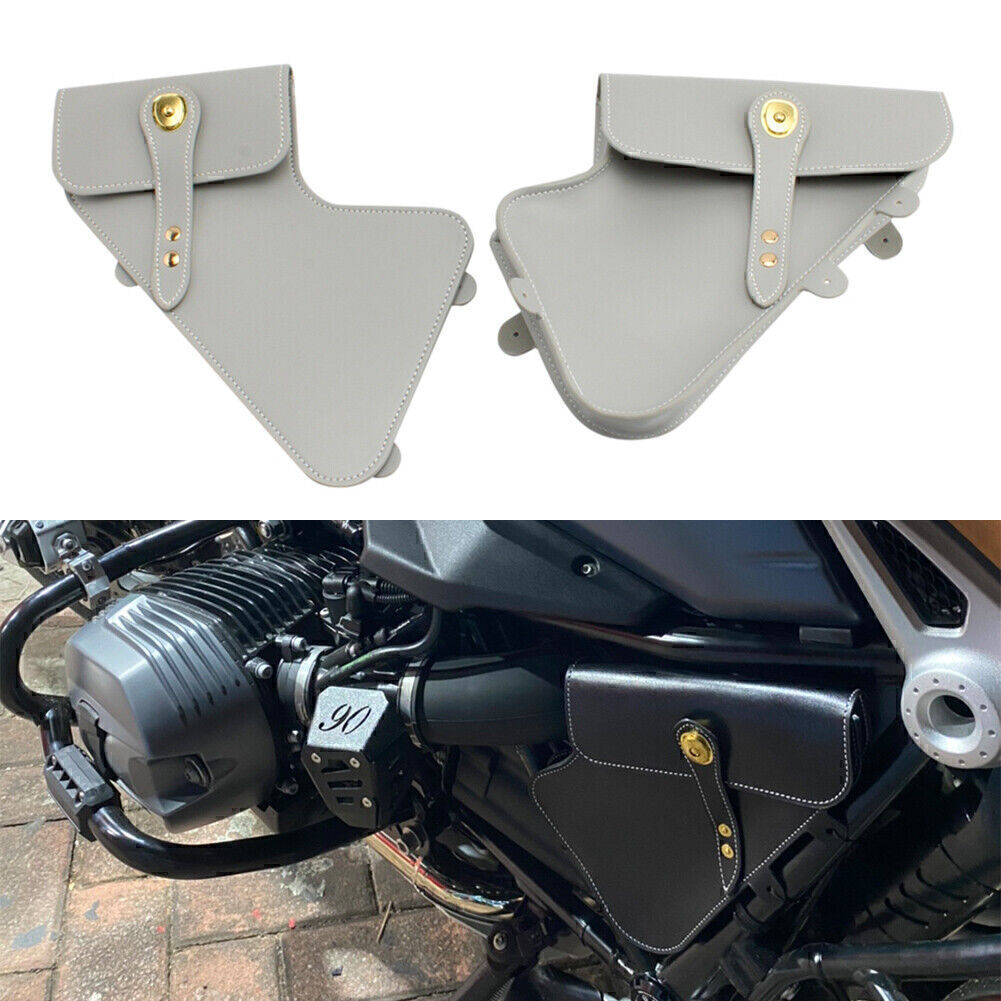 Fit for BMW RnineT Maintenance Frame Sides Tool Bag Retro Leather Bag Silver Motor