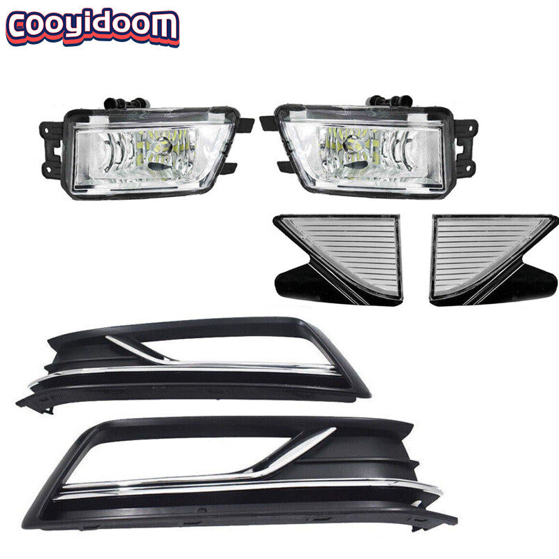 Set for VW for Passat B8 2016-2019 Front Fog Lamp Light+Grille Cover+Trim