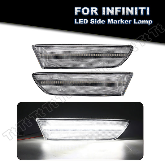 Suitable for 2003-2007 for INFINITI G35 Coupe, white LED front bumper side marker lights, clear.