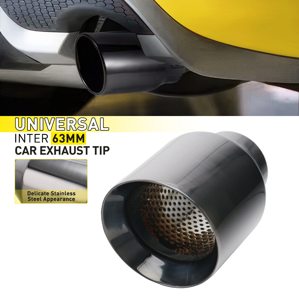 1x Universal 2.5'' ID 4'' OD Exhaust End Tip Muffler Pipe Tip Slant Black