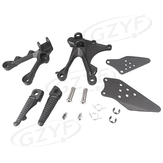 Abrasive Rearset Footrest Assembly Kit for Kawasaki ZX6R 2005-2008 Black
