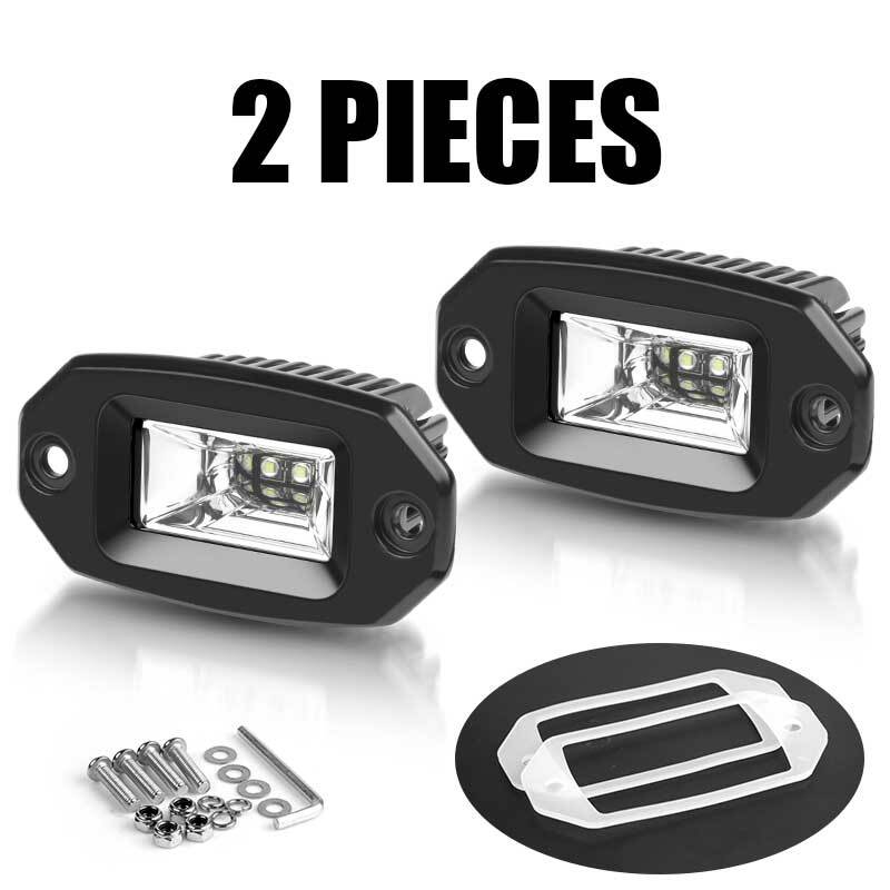 2X 4inch Flush Mount LED Work Light Bar Flood Pods Truck Driving Fog Offroad SUV