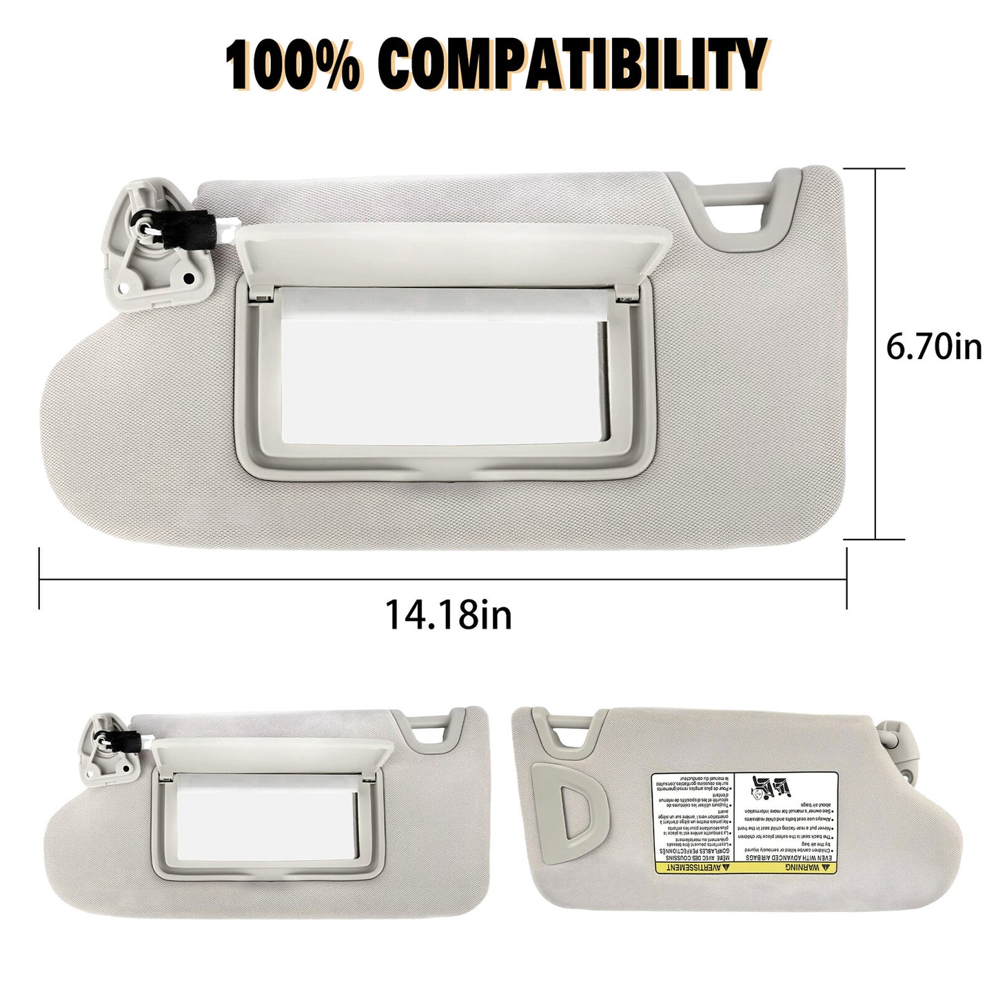 1PC for Nissan Maxima 2016-2021 New 964019DE0A Left Side Sun Visor w/ Lamp
