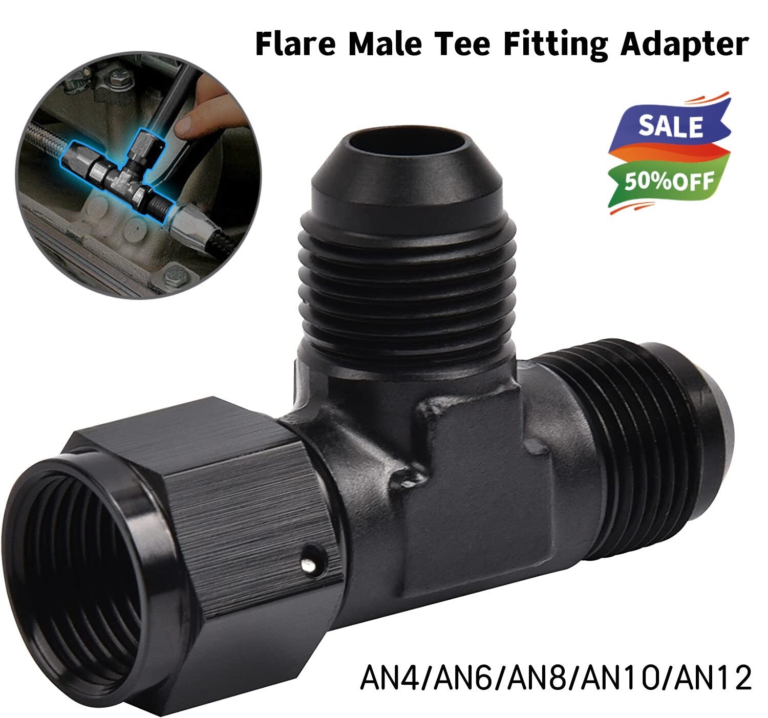 6AN 8AN 10AN Flare T-shirt Connector Quick Connect Tube Adapter