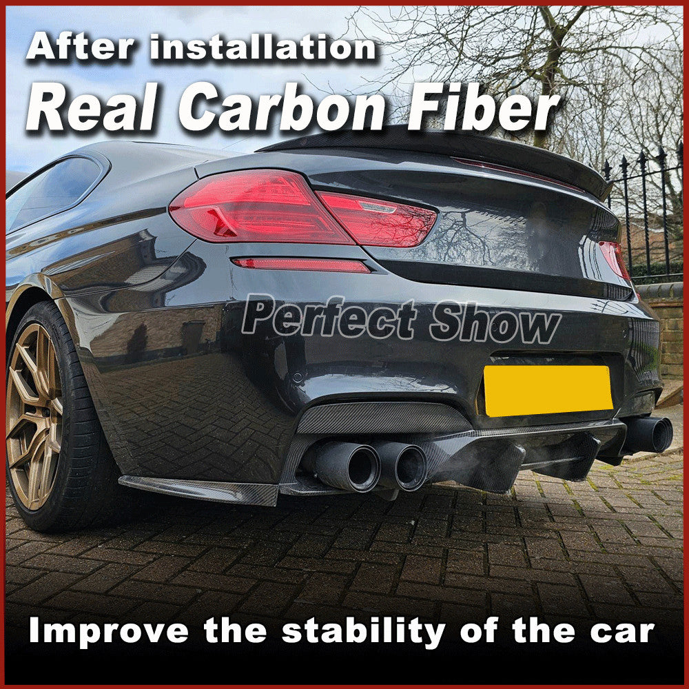for BMW F06 F12 F13 M6 13-19 Real Carbon Fiber Rear Bumper Diffuser Lip Spoiler