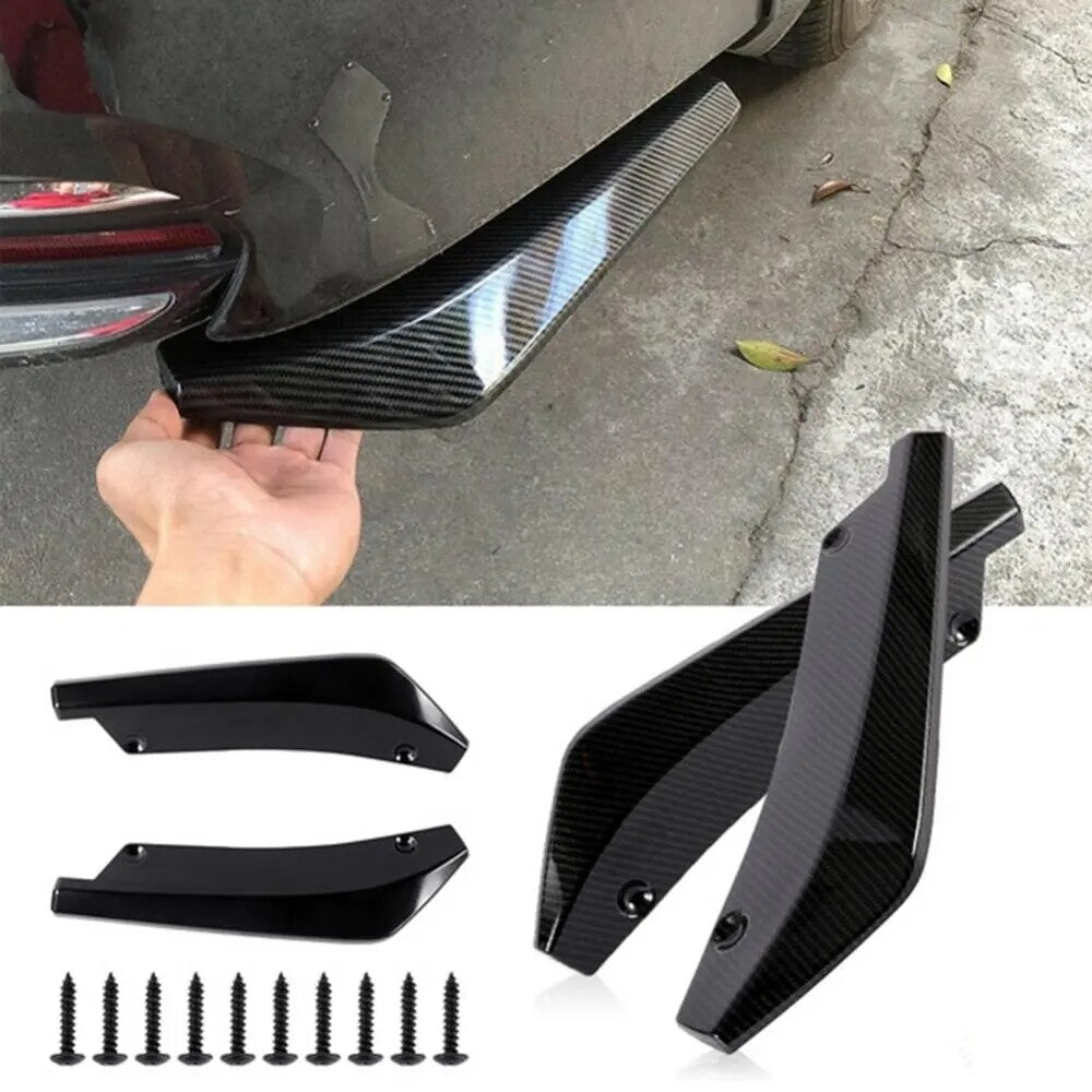 2x Car Rear Bumper Lip Diffuser Splitter Canard Protector Carbon Fiber Universal