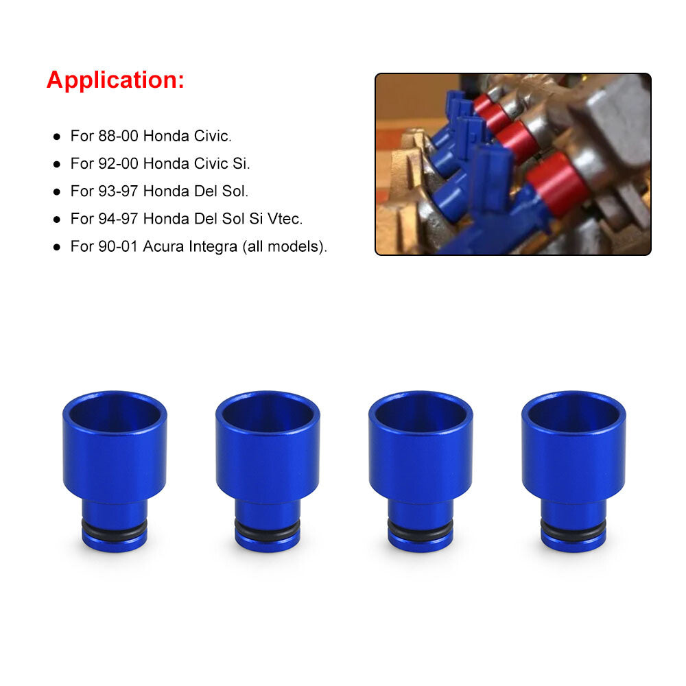 Fuel Injector Top Hat Adapters for Honda for Civic for Acura for RDX B16 B18 D16 Engine Blue