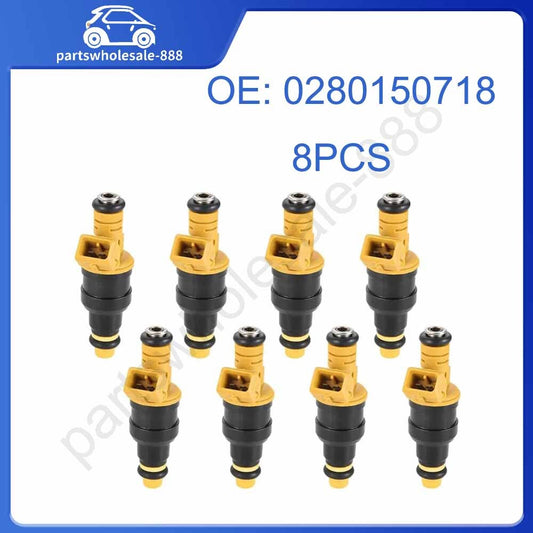 8 fuel injectors for Ford F150, F250, F350 (4.6L, 5.0L, 5.4L, 5.8L). Replacement code: 0280150718