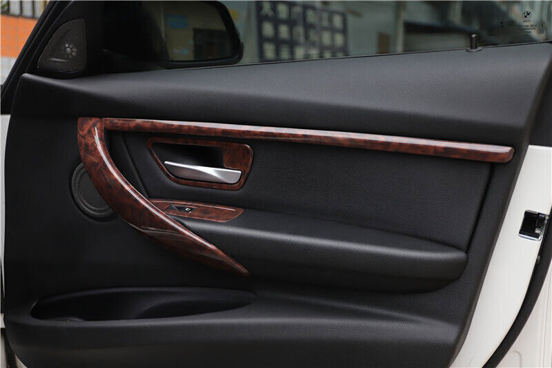 Fit for BMW 3 Series 2013-2019 Wood Grain Inner Door Strip Panel Cover Trim 4P