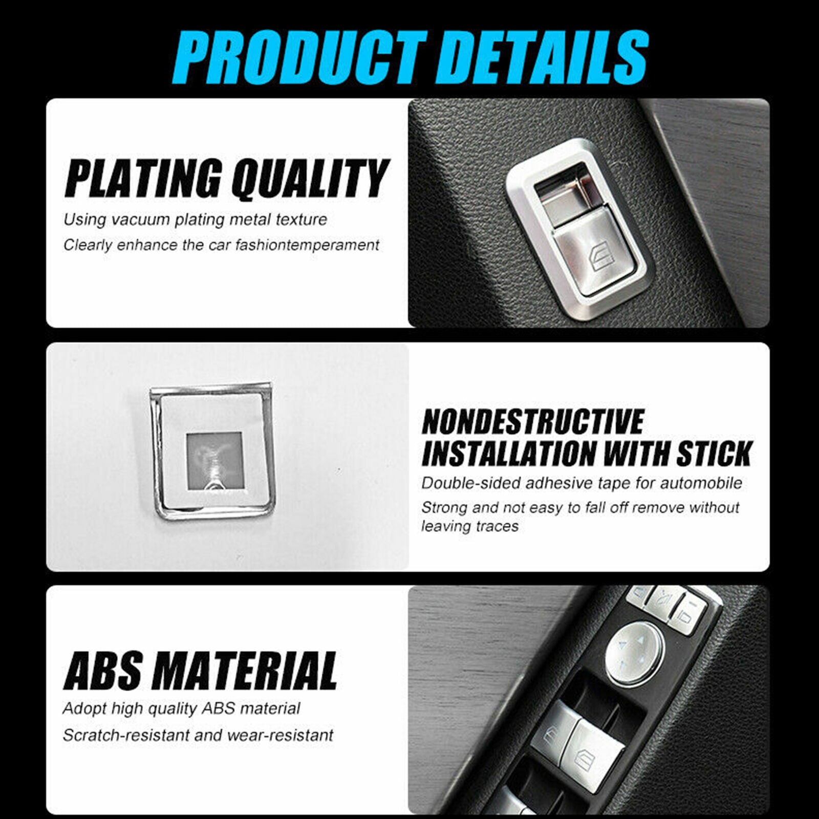 for Mercedes Benz E C-Class GLK Car Door Armrest Window Switch Button Cover Trim