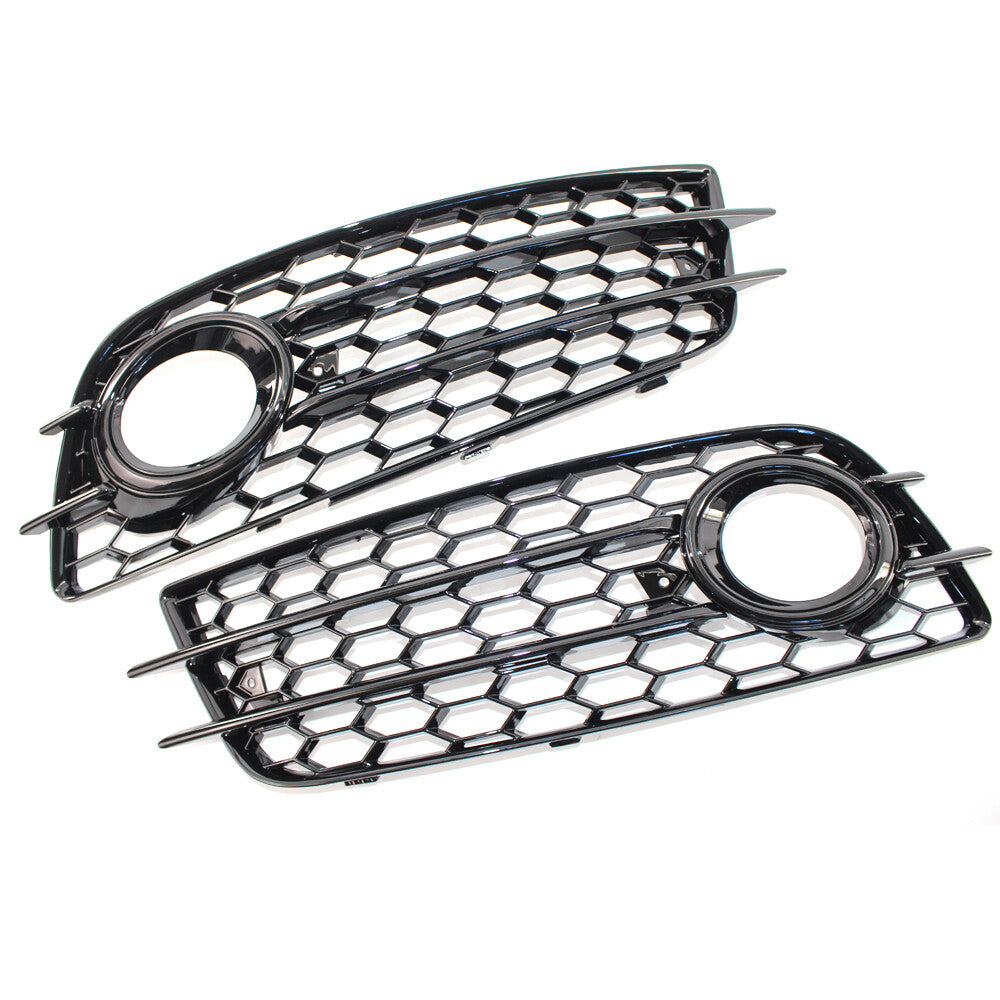A pair of HONEYCOMB fog light protectors for the grille bumper of the for Audi A4 B8 S Series S4 2008 - 2012.