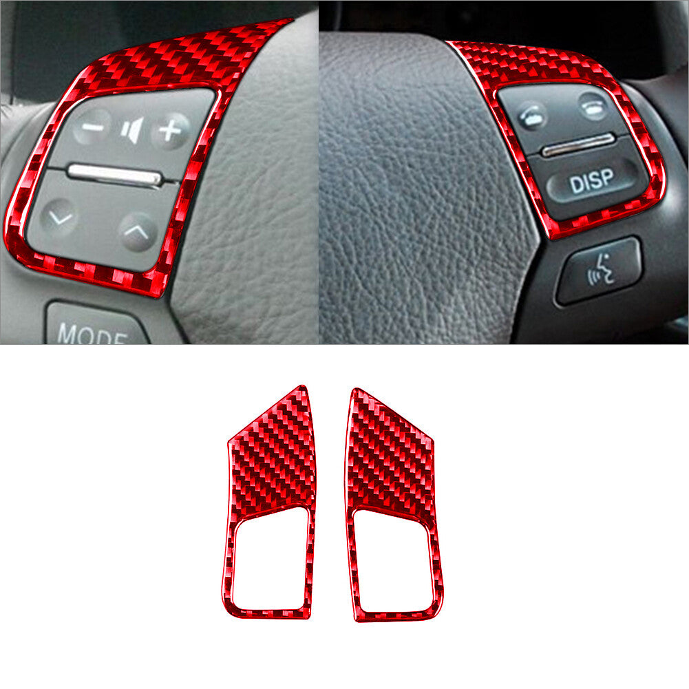 Two-piece set of red carbon fiber steering wheel cover trim suitable for Lexus GS 2006-2009