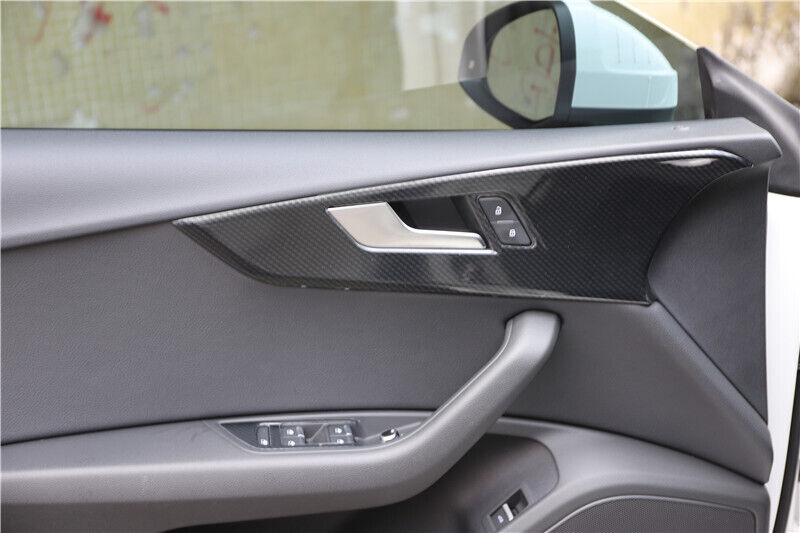 Inner Car Inner Door Panel Cover Trim 4PCS for Audi A4L 2017-2019 Carbon Fiber