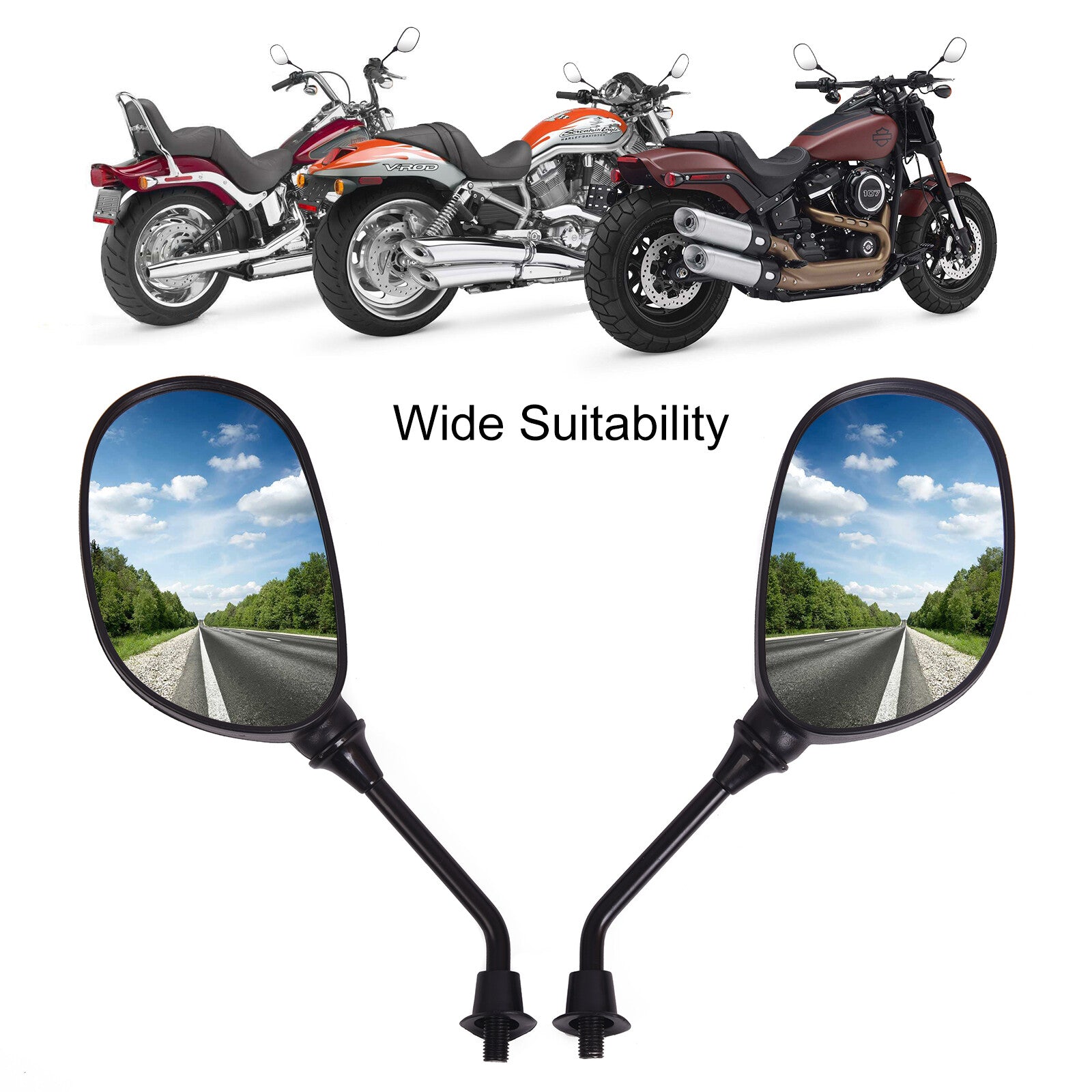 ATV Universal 8mm Rear View Side Mirrors 7/8 Handlebar Mount For Honde for Yamaha