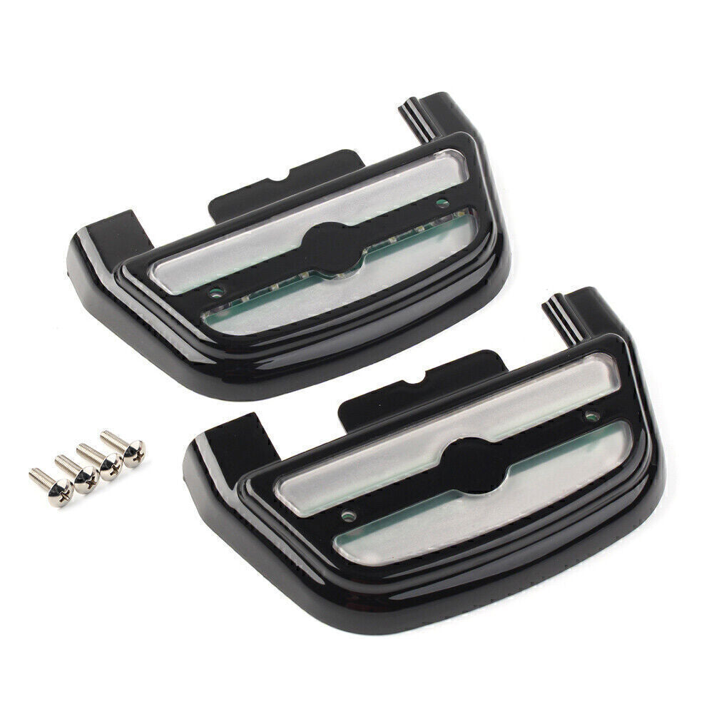 for Harley Touring Road King BLK LED Light Passenger Footboard Floorboard Cover