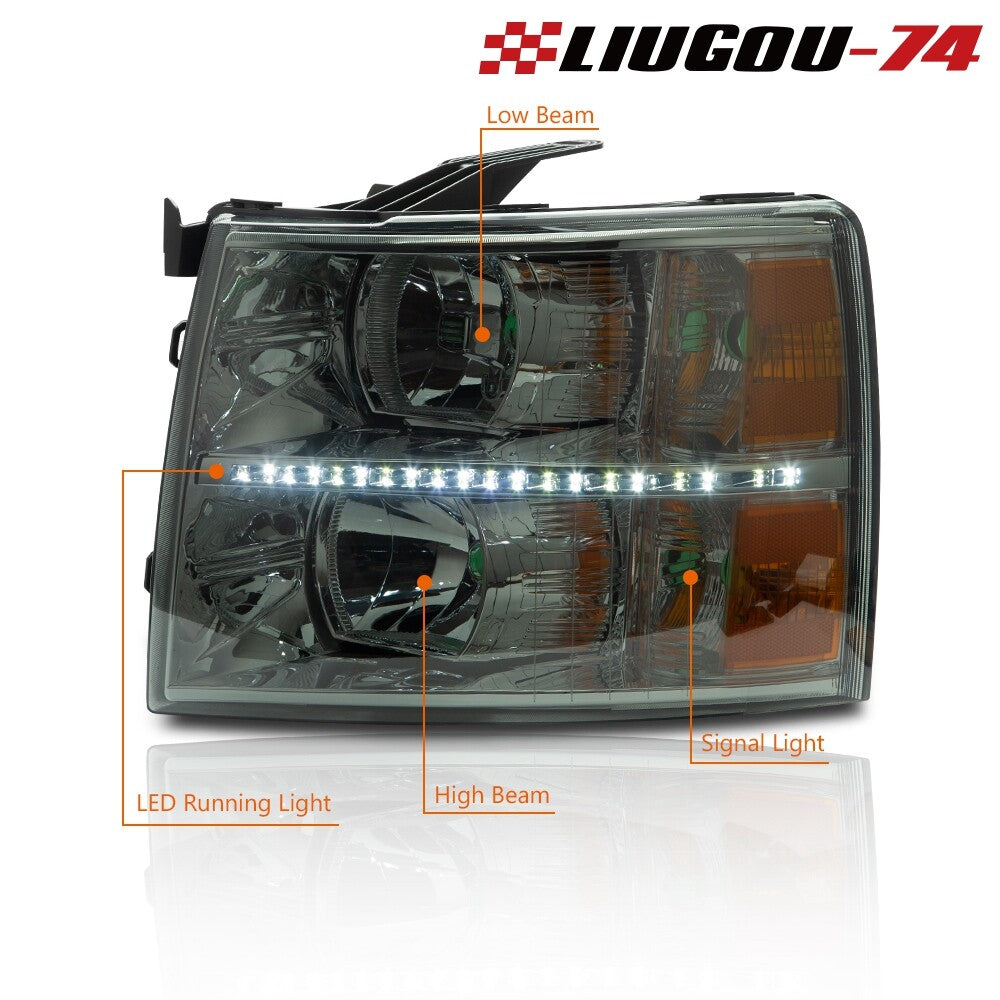 Replacement headlights for 2007-14 Silverado for Chevrolet 1500/2500/3500 models