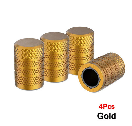 4-piece car tire valve cover rod air dust cover dice gold for Audi