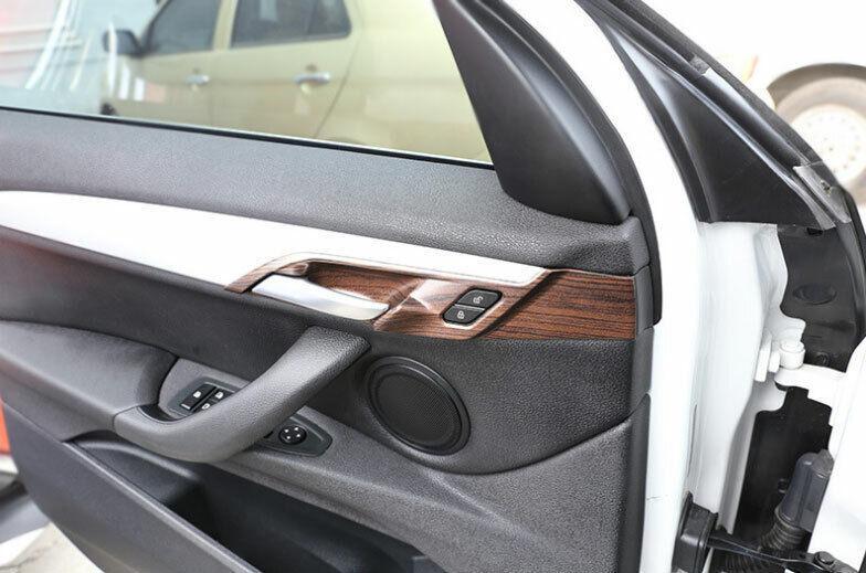 for BMW X1 F48 2016-2021 Pine Wood Grain Interior Door Handle Cover Trim 4PCS
