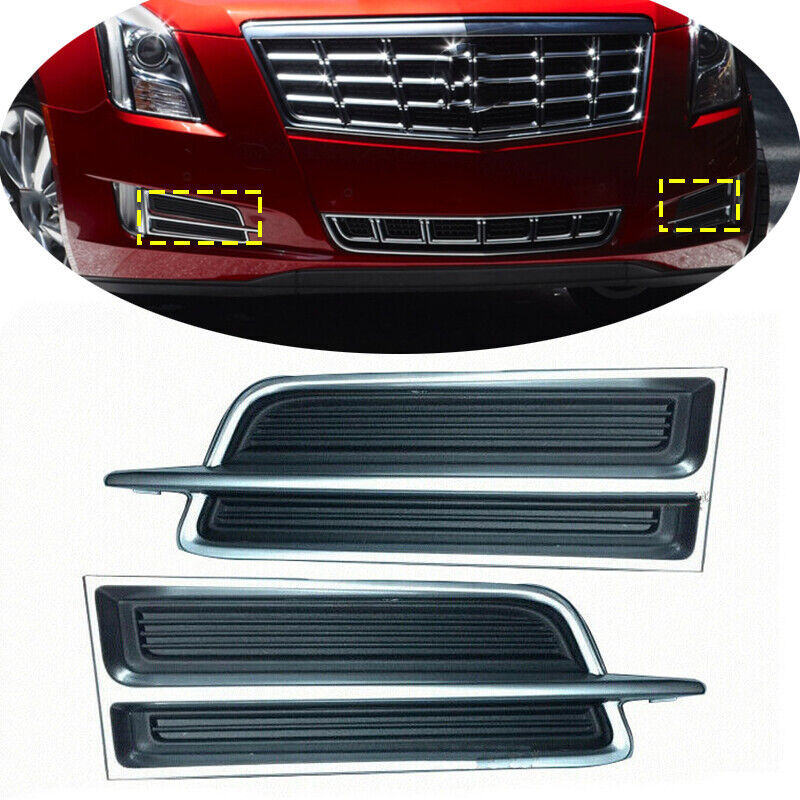 Pair Front Fog Driving Light Cover Trim Grille Fit for Cadillac XTS 2013-2017