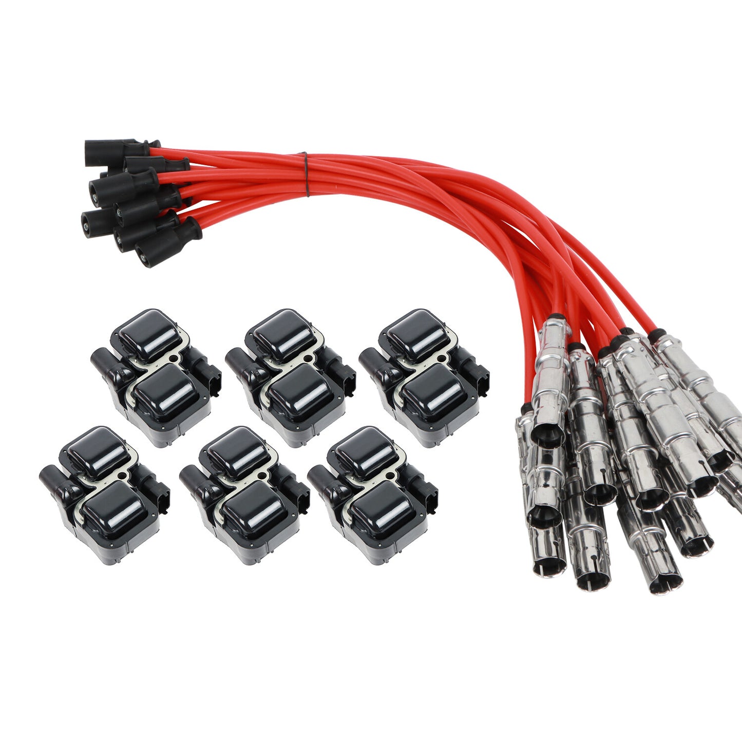 UF359 Ignition Spark Coils with Plug Wire Set for Mercedes-Benz C CL CLK ML