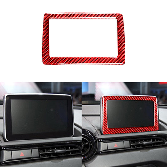 for Mazda MX-5 2016-20 Carbon Fiber Interior Navigation Displayer Cover Trim Red