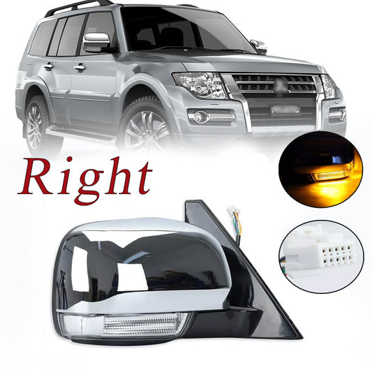 Right Side Door Mirror W/Light Chrome for Mitsubishi Pajero Montero 2006-2021