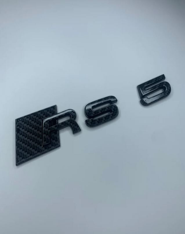 Carbon fiber rear badge boots and trunk badge stickers for Audi RS5